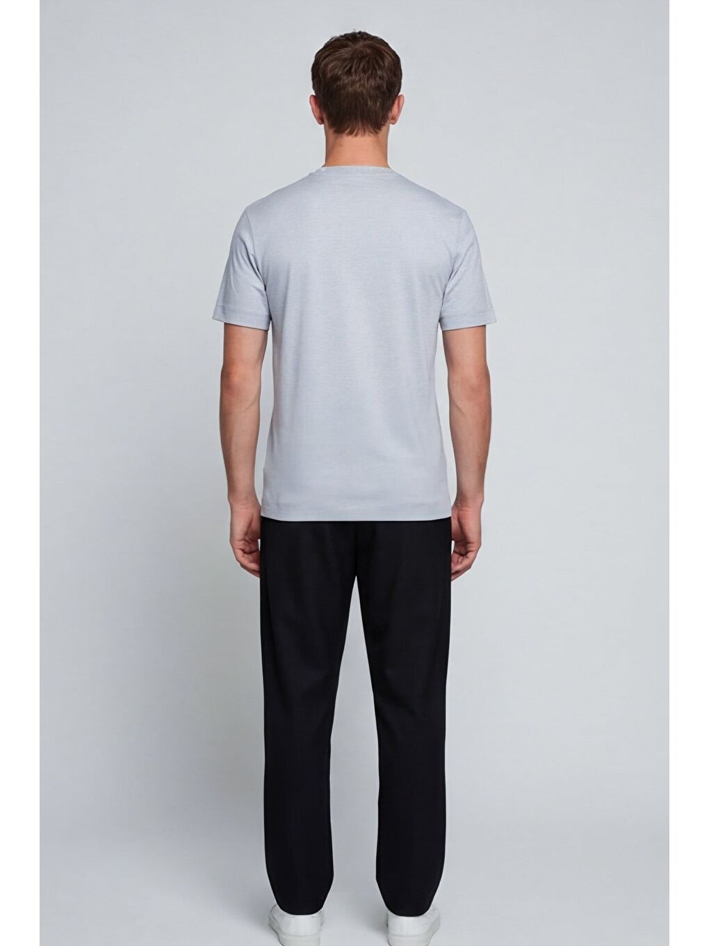 Erkek Soft Mavi Normal Kesim Regular Fit %100 Pamuk Bisiklet Yaka Basic Tişört-3