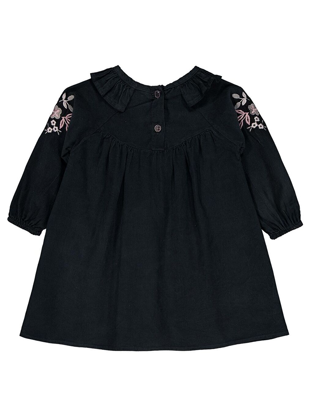 Antrasit Baby Yakası Nakışlı 6-18 Ay Elbise - Gri 12-18 Ay-1