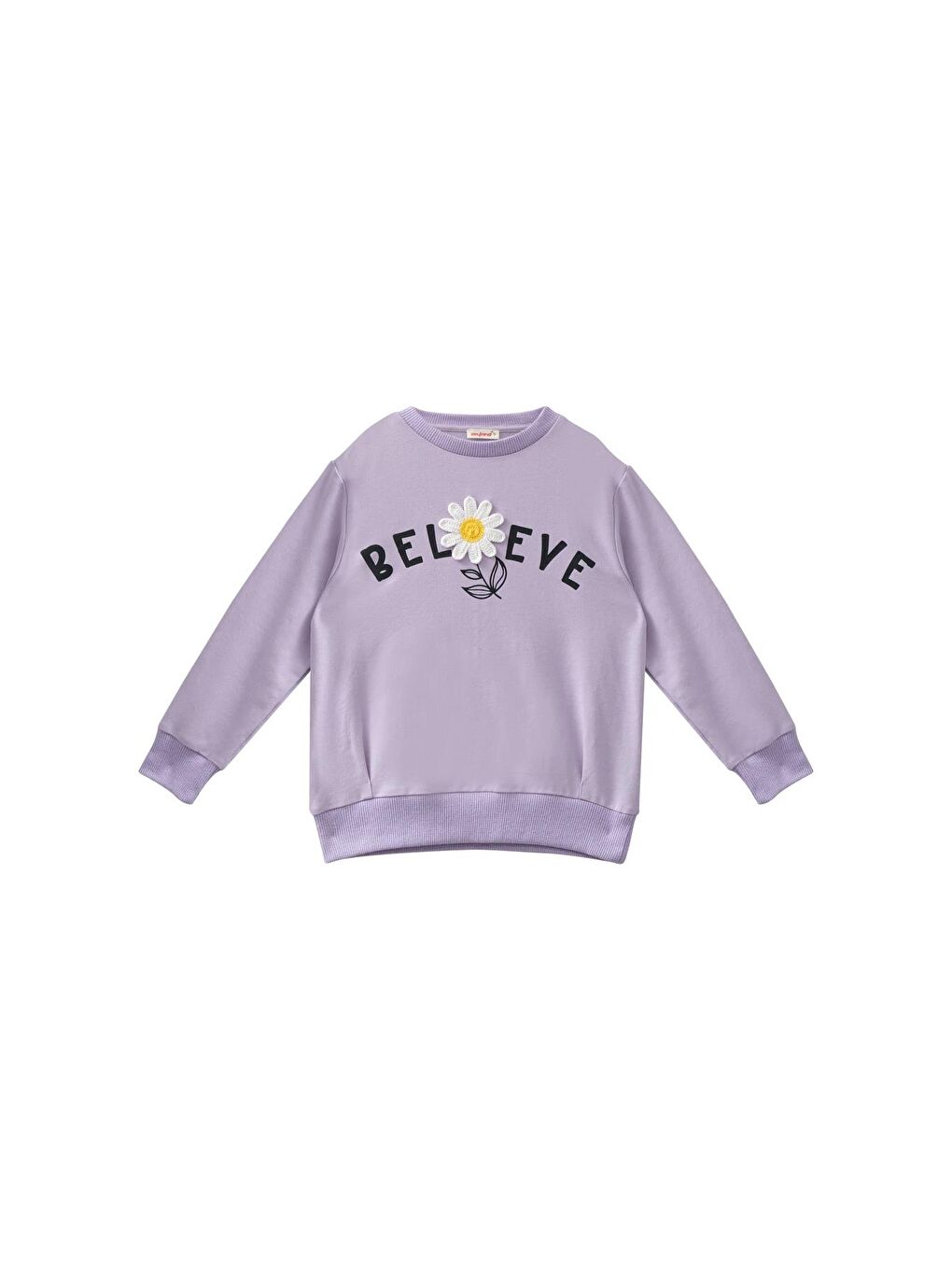 Kız Çocuk Çiçek Aksesuarlı Sweatshirt - Lila-2