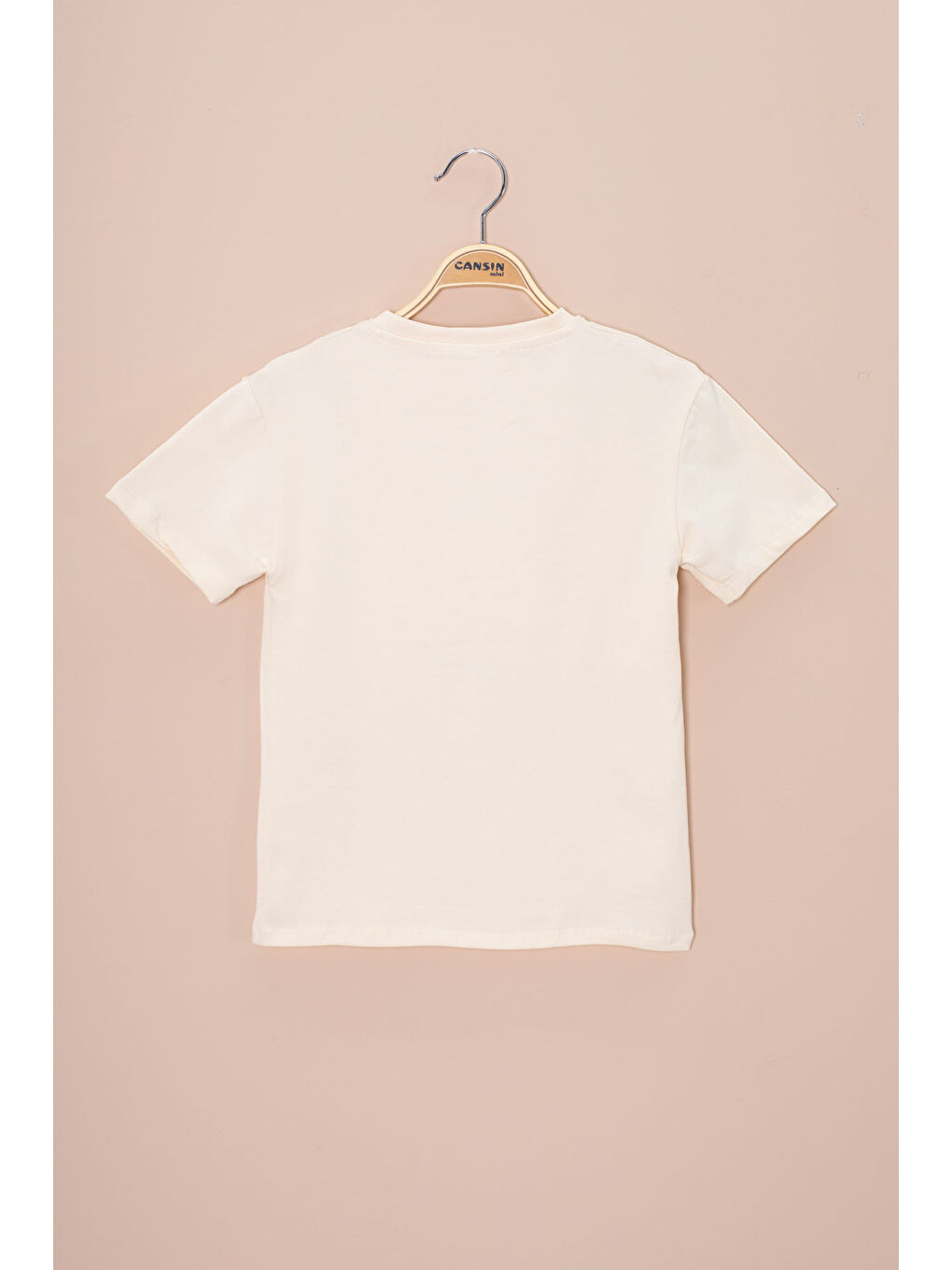 Ekru Krem Araba Baskılı Nakış Detaylı Erkek Çocuk Bisiklet Yaka Tişört 20957-2