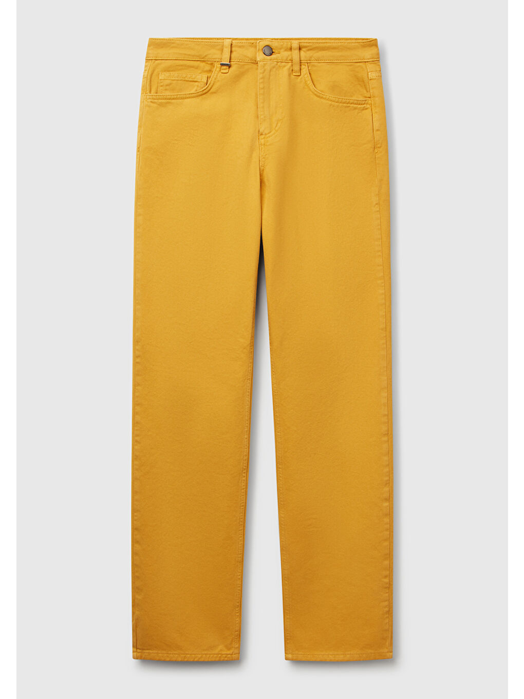 Kadın Sarı %100 Pamuk Normal Bel Regular Fit Denim Pantolon-1