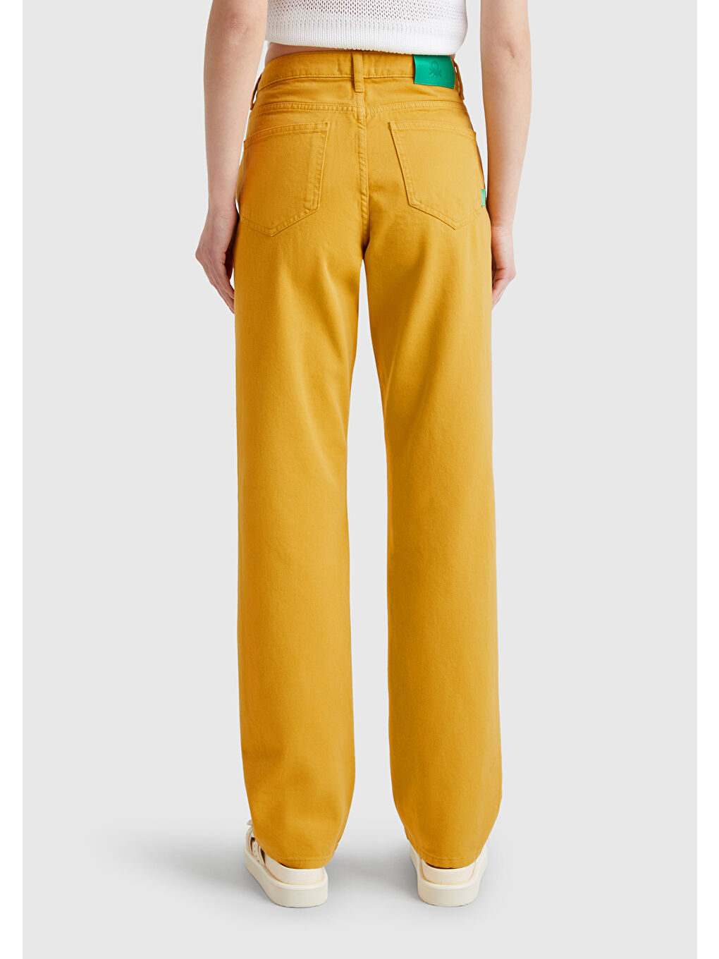 Kadın Sarı %100 Pamuk Normal Bel Regular Fit Denim Pantolon-2