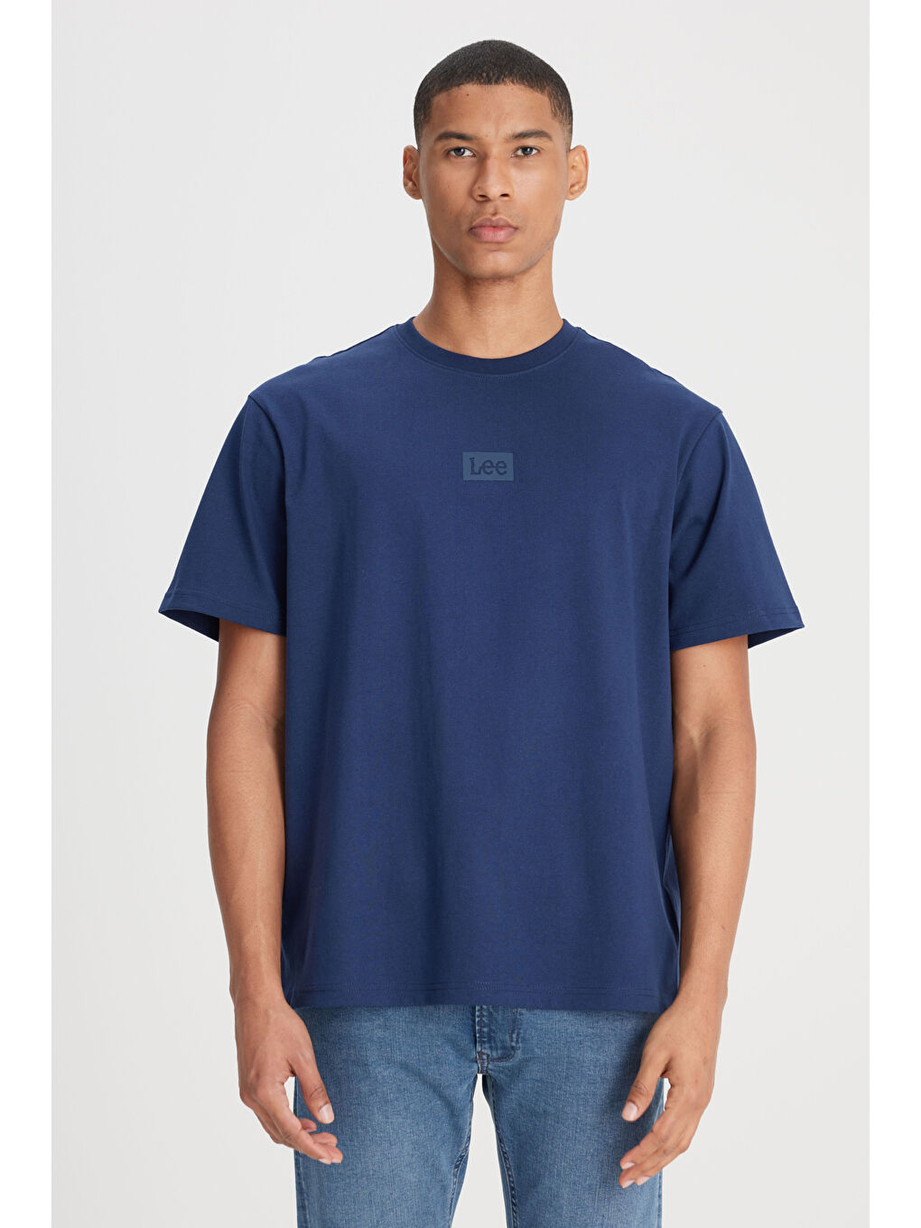 Loose Fit Rahat Kesim %100 Pamuk Bisiklet Yaka Lacivert Tişört-1