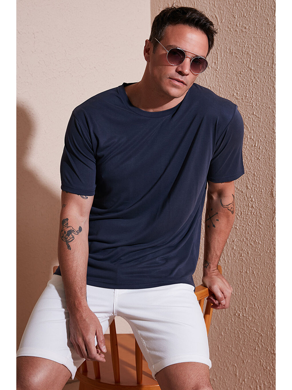 İndigo Regular Fit Bisiklet Yaka Basic Erkek Tişört 5902924-1