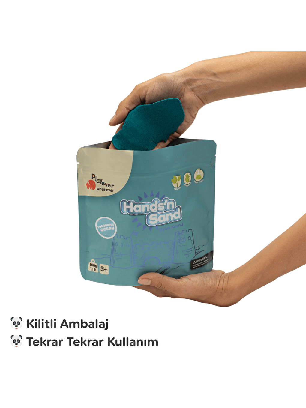 Hands'n Sand Doğal Kinetik Kum 500gr - Mavi-3