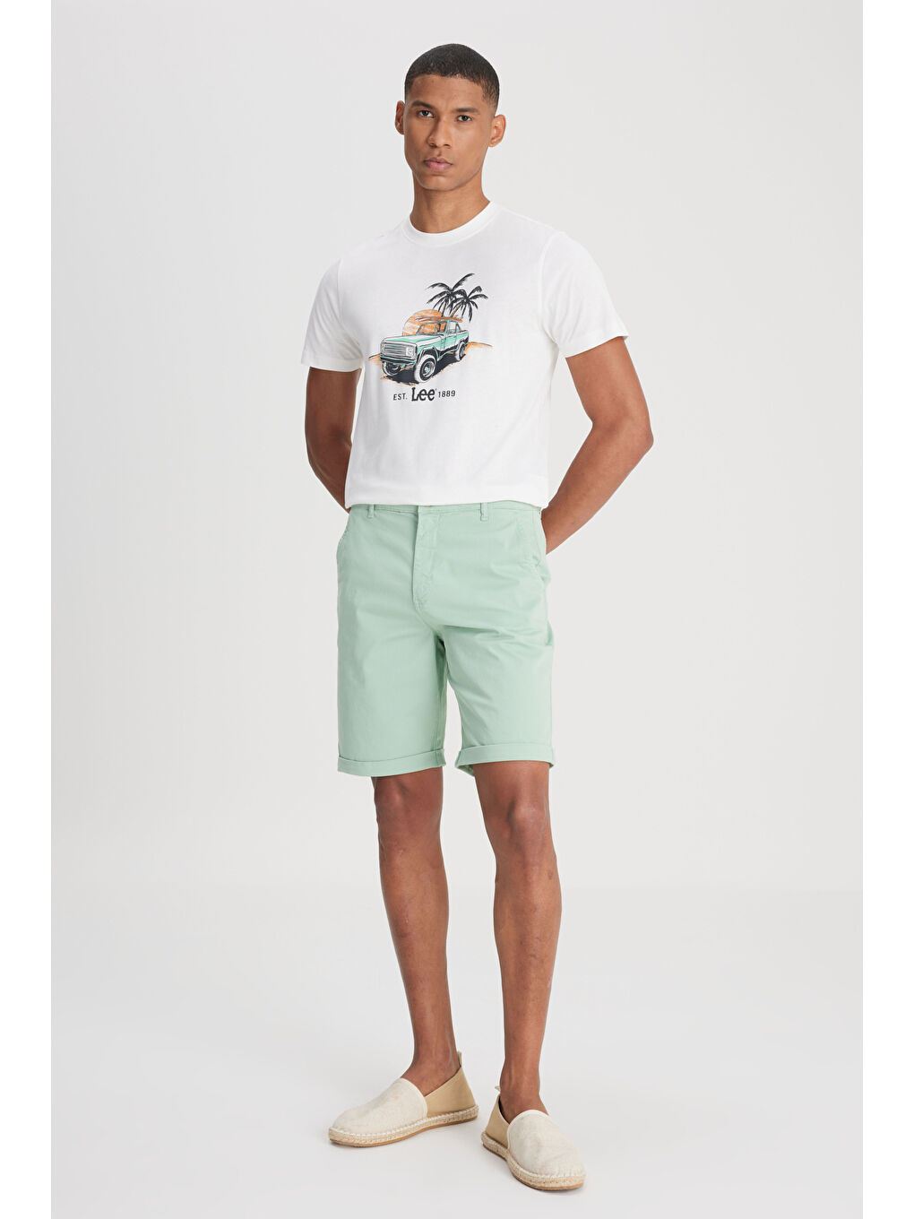 Regular Fit Normal Kesim Normal Bel Mint Yeşili Şort-1