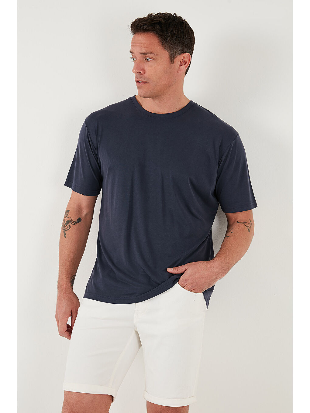 İndigo Regular Fit Bisiklet Yaka Basic Erkek Tişört 5902924-5