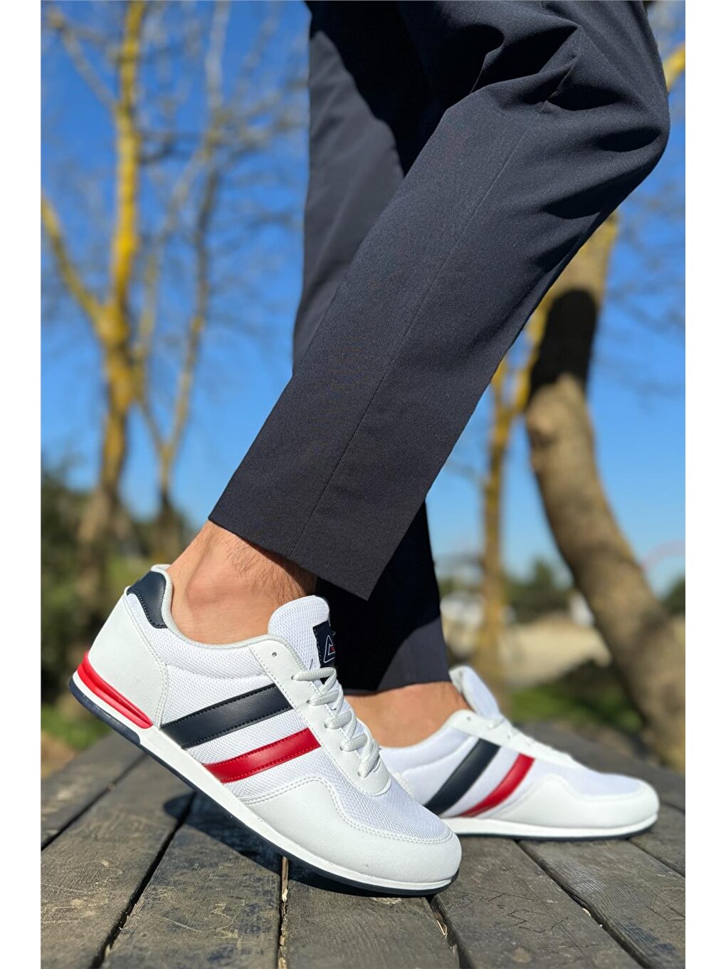 Unisex Airfile İnce Taban Spor Ayakkabı Beyaz-Lacİvert-7