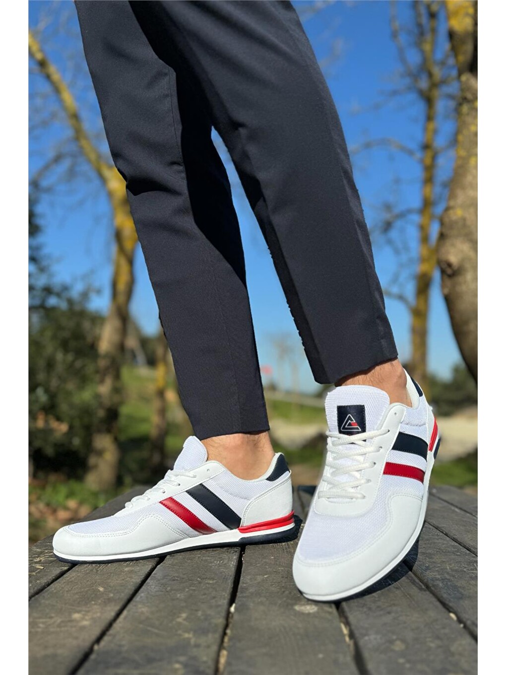 Unisex Airfile İnce Taban Spor Ayakkabı Beyaz-Lacİvert-8