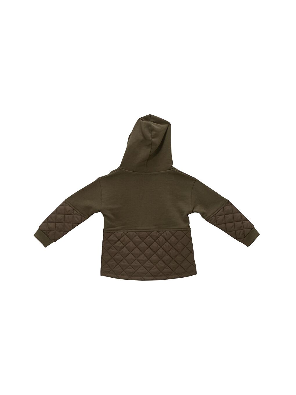 Kız Çocuk Nakış Detaylı Kapitoneli Sweatshirt - Haki-1
