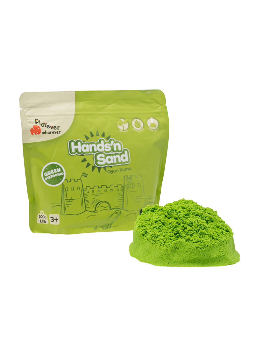 Hands'n Sand Doğal Kinetik Kum 500gr - Yeşil
