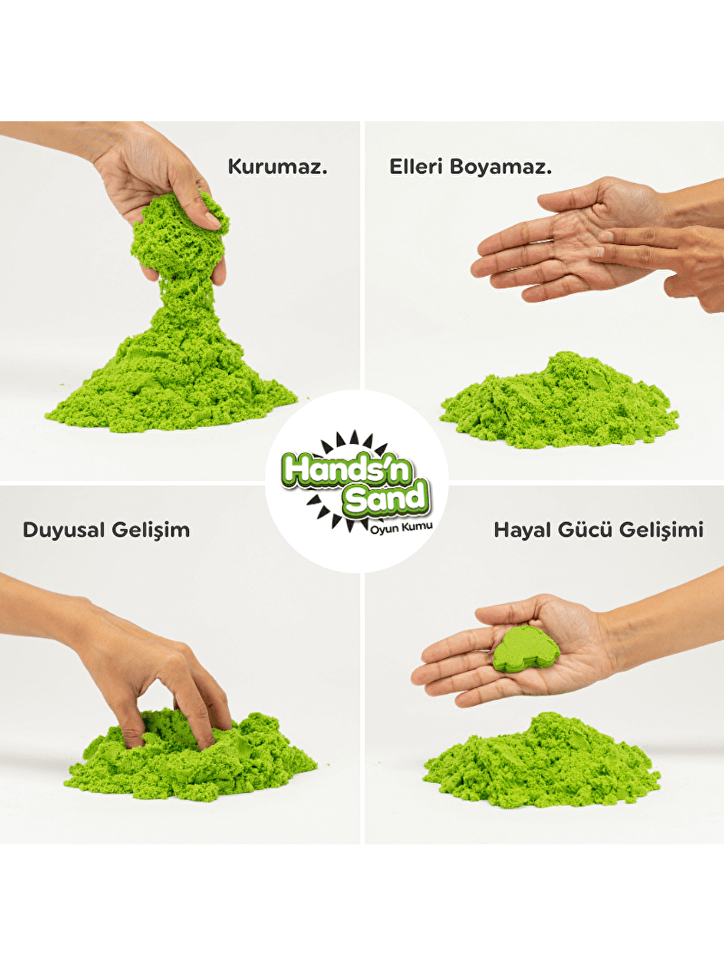 Hands'n Sand Doğal Kinetik Kum 500gr - Yeşil-2