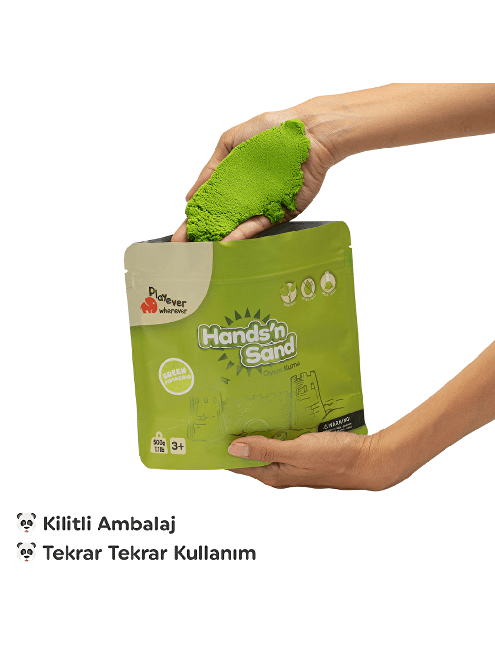 Hands'n Sand Doğal Kinetik Kum 500gr - Yeşil-3