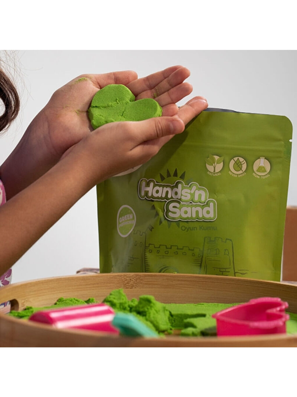 Hands'n Sand Doğal Kinetik Kum 500gr - Yeşil-4