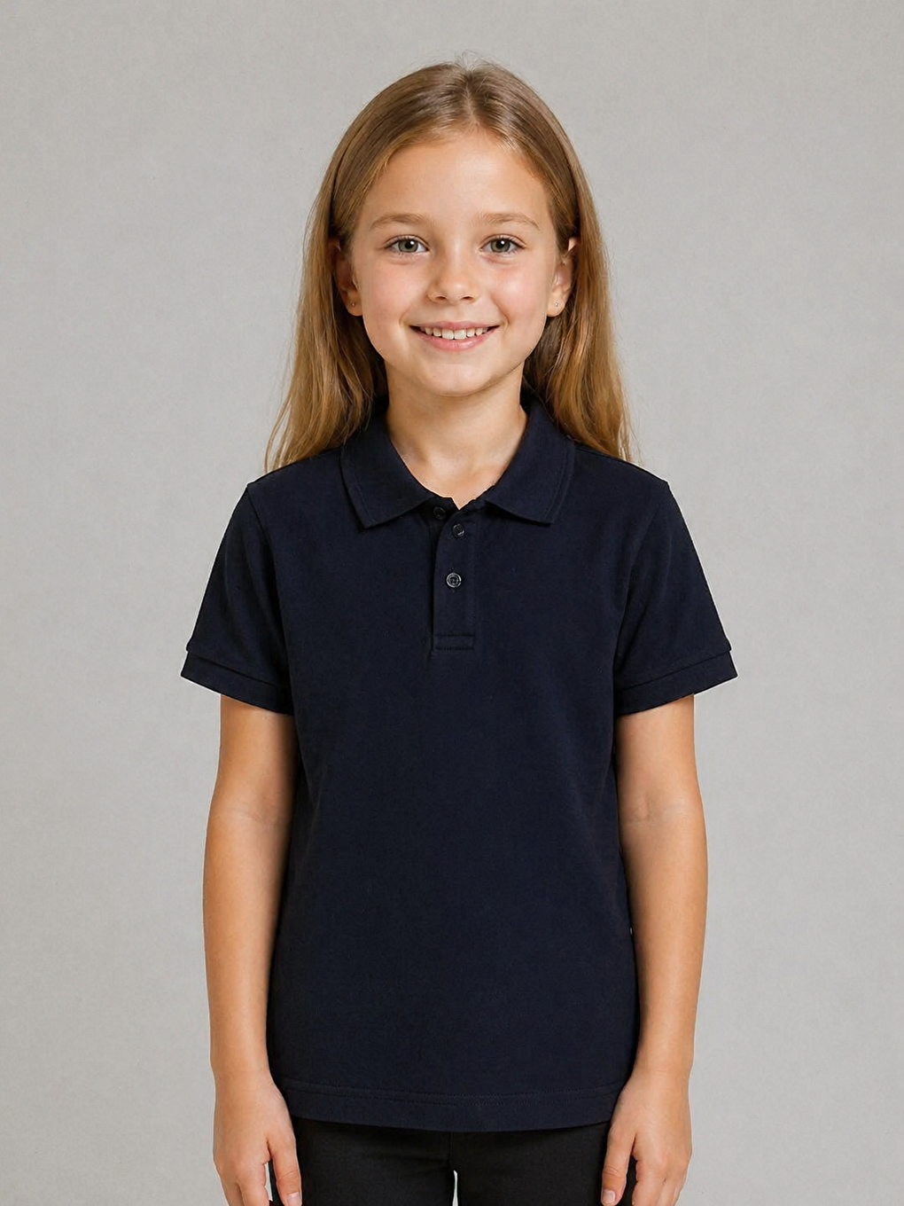 Lacivert Kids Polo Yaka Basic Kısa Kollu Çocuk Tişört