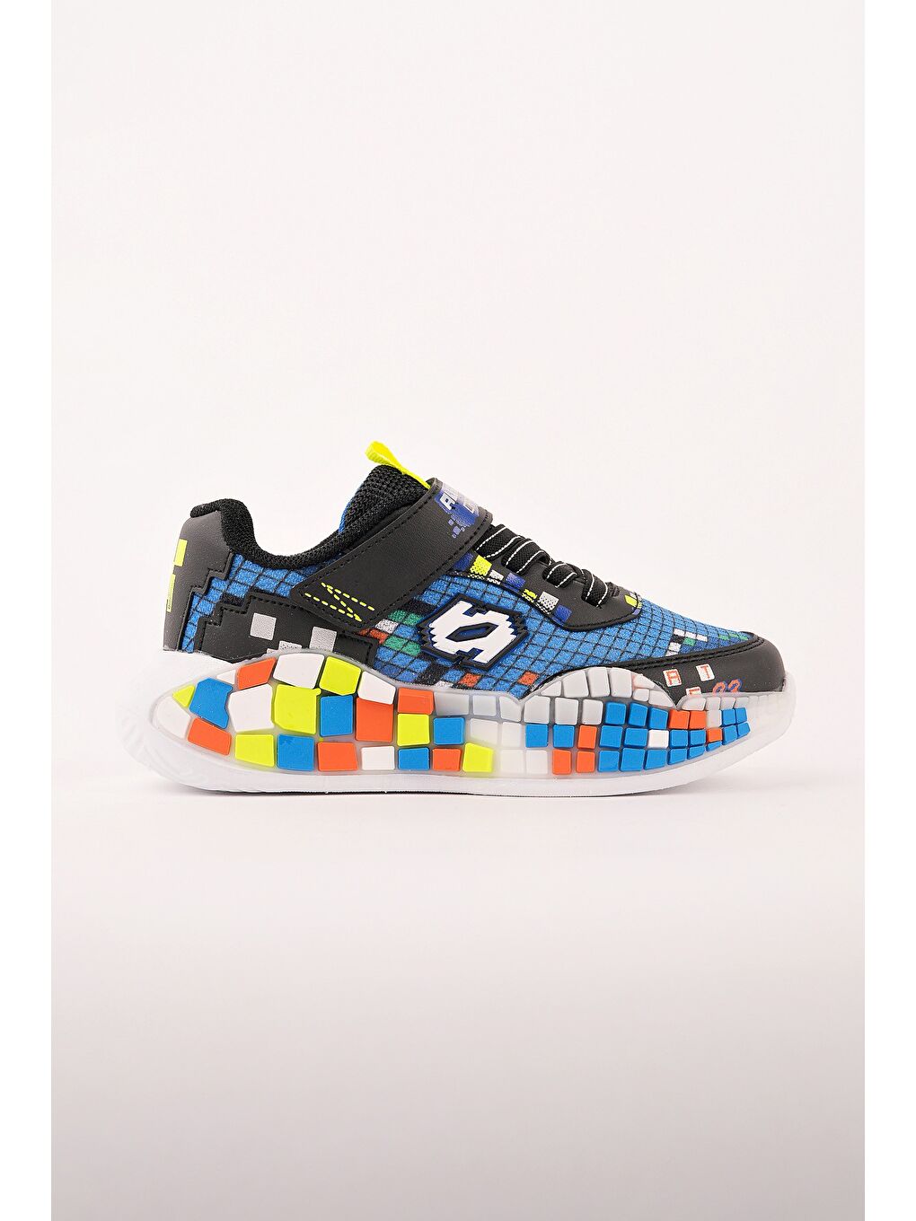 Mavi BLOCK Renkli Blok Tabanlı Cırtlı ve Bağcıklı Çocuk Sneaker Spor Ayakkabı