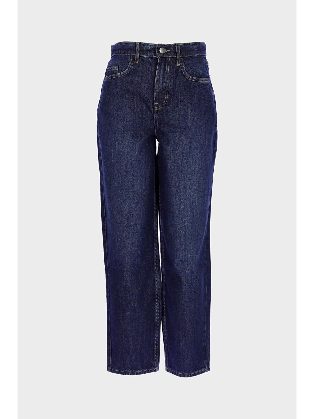 Ariana Koyu Mavi Yüksek Bel Patı Fermuarlı Mom Fit Jean Pantolon C 4934-021