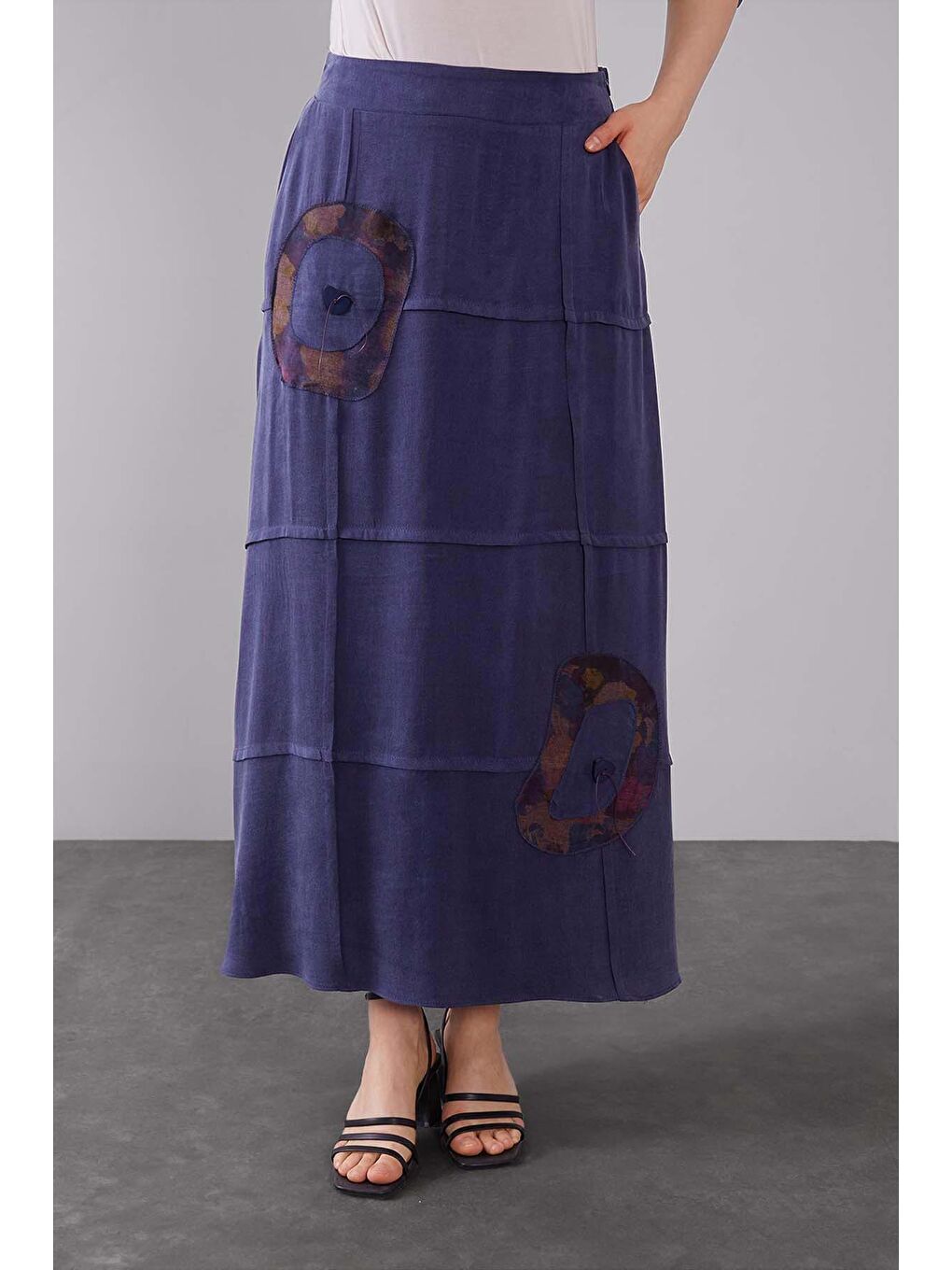 Fermuar Detay Cupra Kumaş Ceket Etek Takım 131080 Mürdüm-3