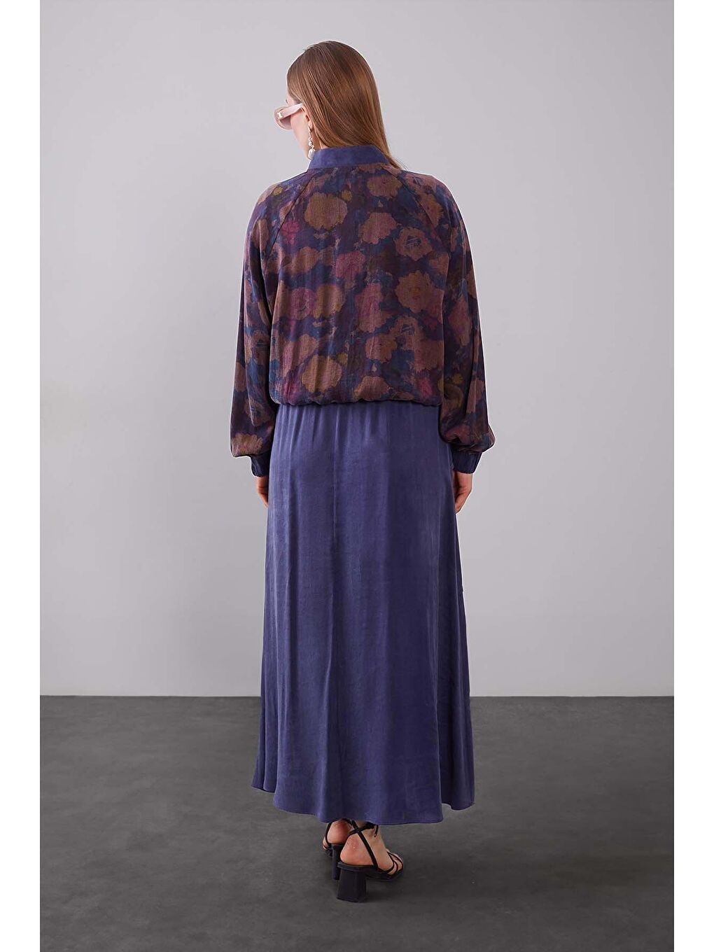 Fermuar Detay Cupra Kumaş Ceket Etek Takım 131080 Mürdüm-4