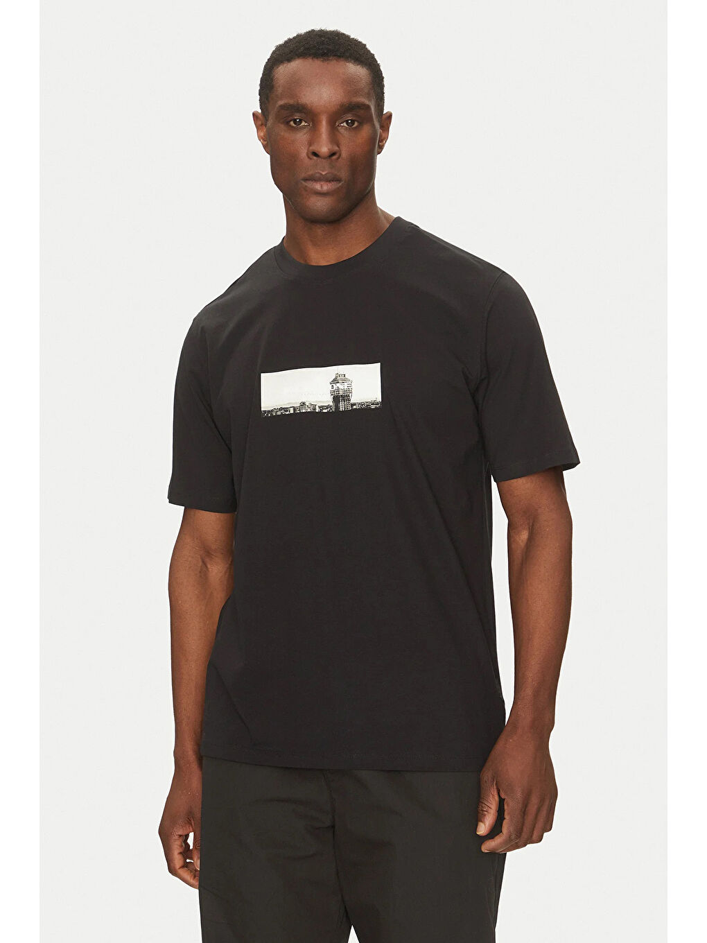 Siyah Core Jcopacer Baskılı Streç Pamuklu Relaxed Fit Bisiklet Yaka Tişört 12273775