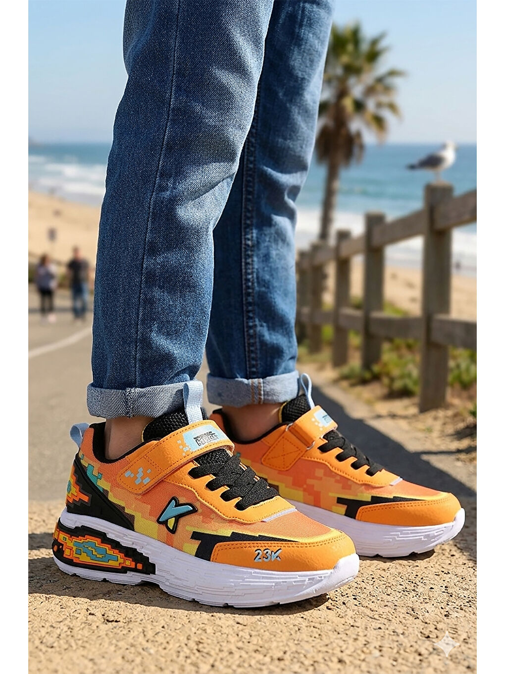 Turuncu Craft Günlük Cırtlı Erkek Çocuk Spor Ayakkabı-2