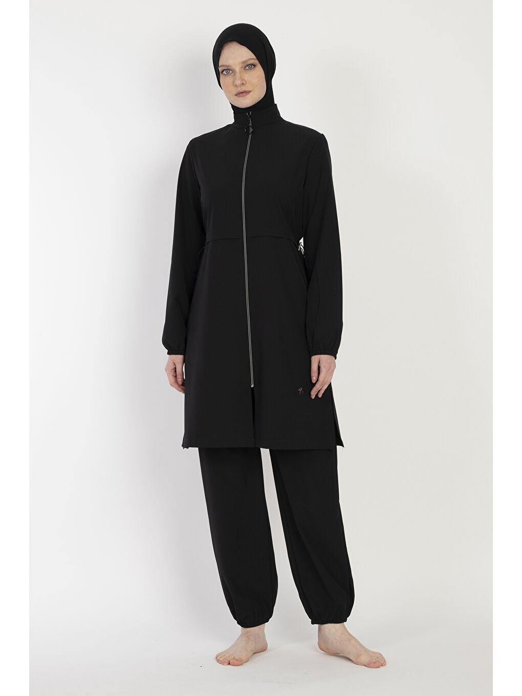 Spor Elastan Tam Kapalı Tesettür Mayo 6056 Siyah-1
