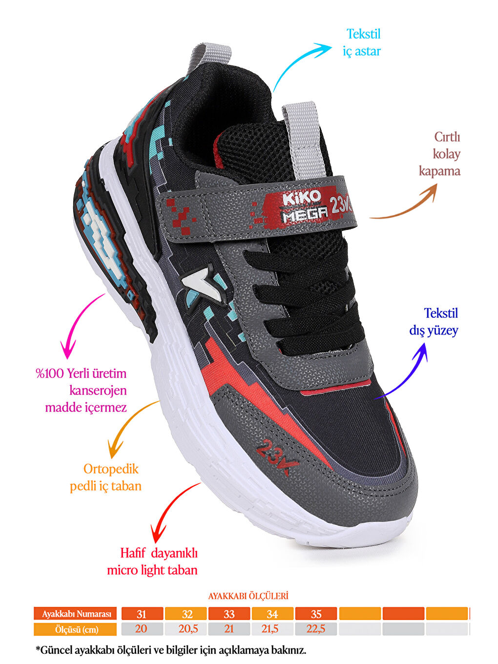 Gri Craft Günlük Cırtlı Erkek Çocuk Spor Ayakkabı-1