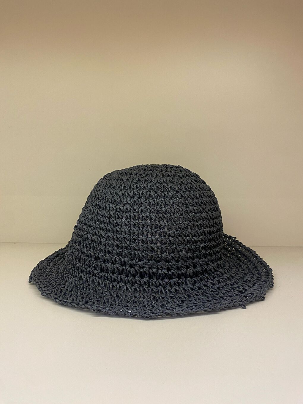 Siyah Ithal El Örgüsü Hasır Şapka Hsr2083-1