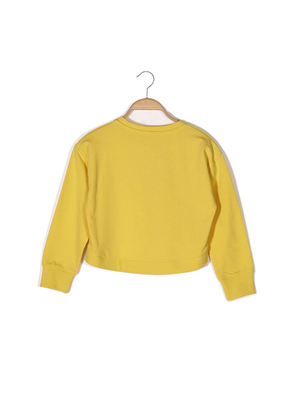 Sarı Kız Çocuk Baskılı Crop Sweatshirt-4