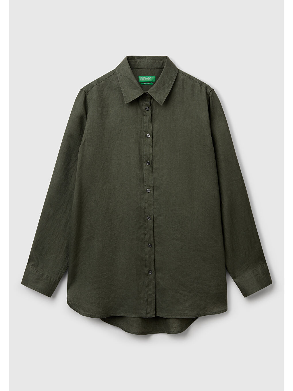 Kadın Haki %100 Keten Gömlek-1