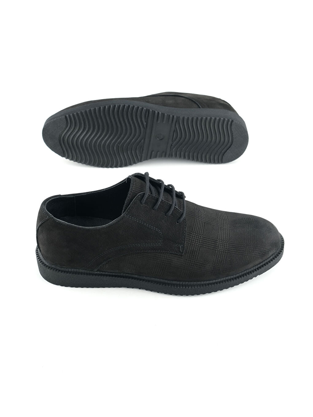 Siyah Erkek İç Dış Hakiki Deri Ortopedik Rahat Taban Bağcıklı Ayarlanabilir Günlük Klasik Ayakkabı-4