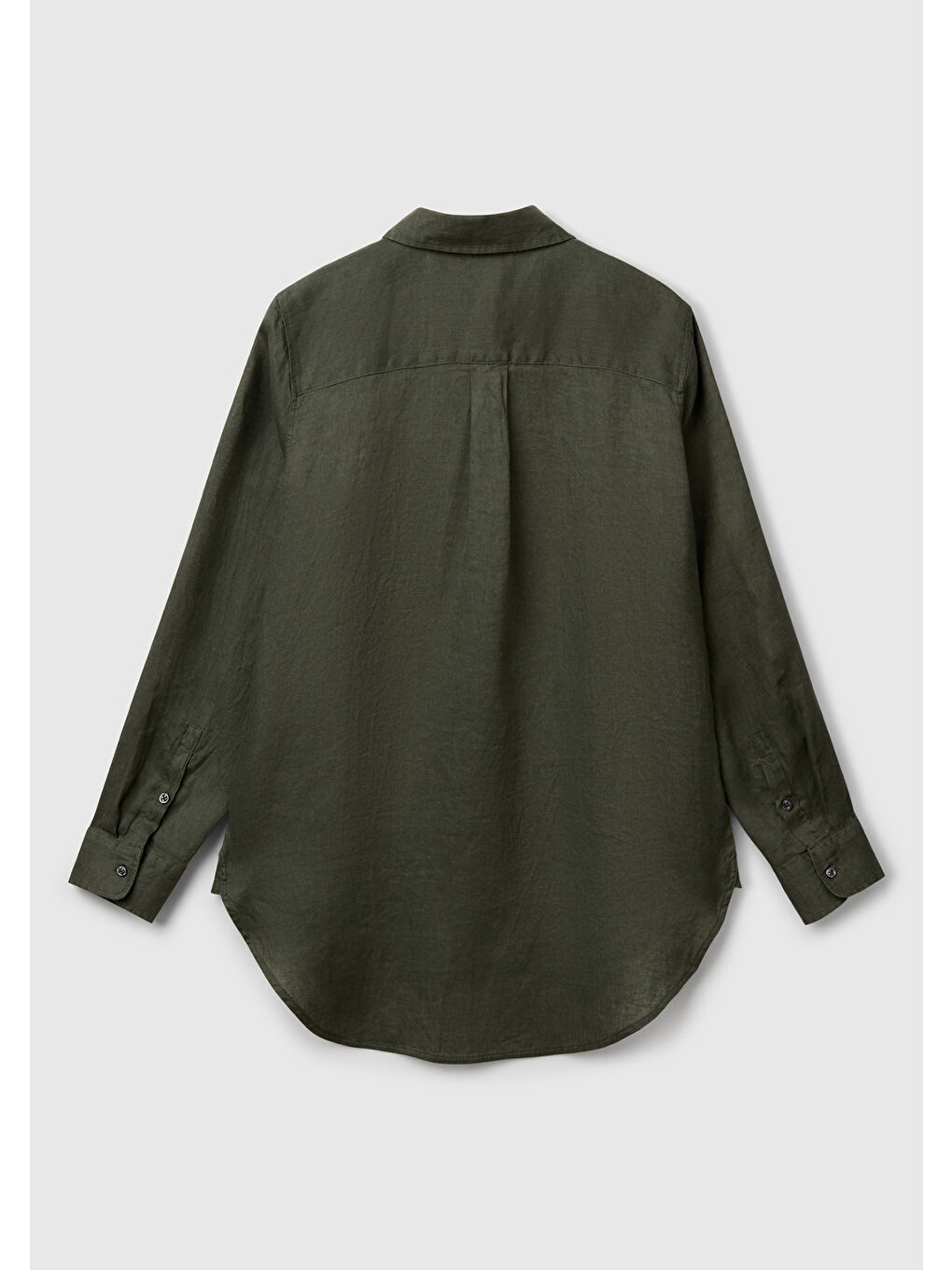 Kadın Haki %100 Keten Gömlek-3