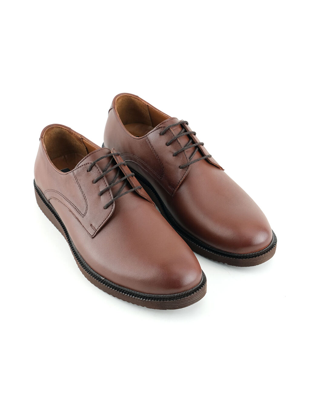 Kahverengi Erkek İç Dış Hakiki Deri Ortopedik Rahat Taban Bağcıklı Ayarlanabilir Günlük Klasik Ayakkabı-2