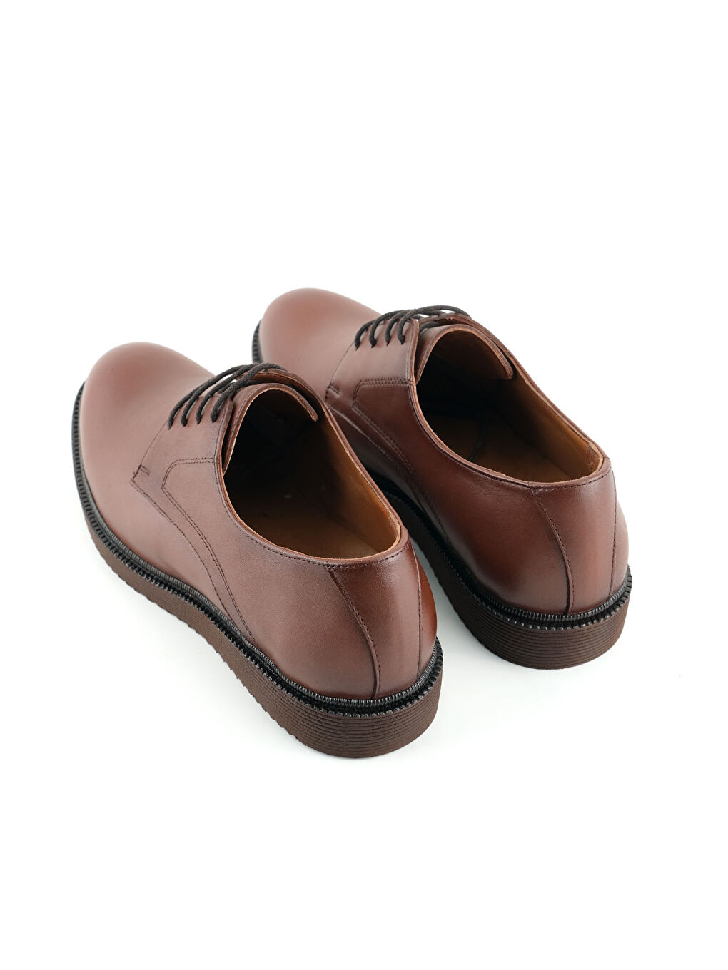 Kahverengi Erkek İç Dış Hakiki Deri Ortopedik Rahat Taban Bağcıklı Ayarlanabilir Günlük Klasik Ayakkabı-3