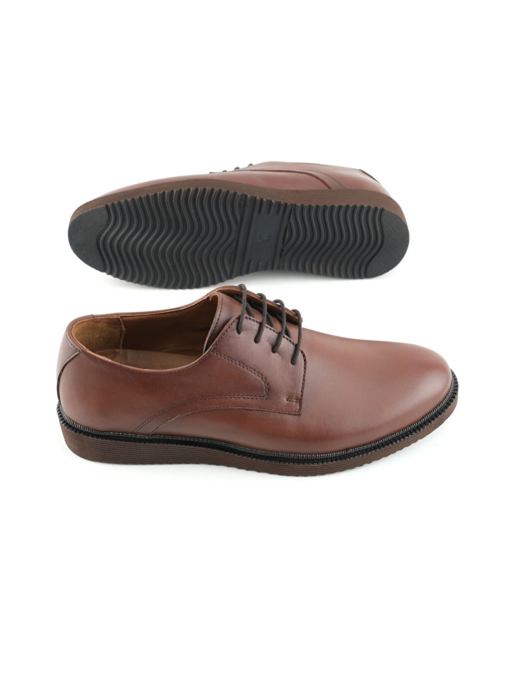 Kahverengi Erkek İç Dış Hakiki Deri Ortopedik Rahat Taban Bağcıklı Ayarlanabilir Günlük Klasik Ayakkabı-4