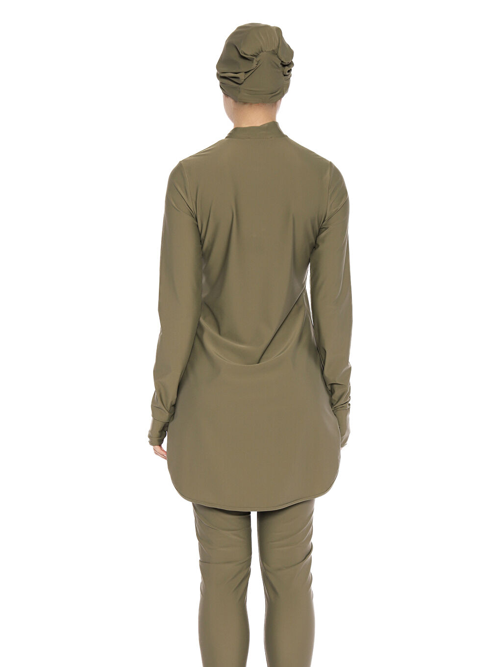 Elastanlı Yarım Fermuarlı Bilek Geçirme Detay Tam Kapalı Tesettür Mayo 6174 Haki-3