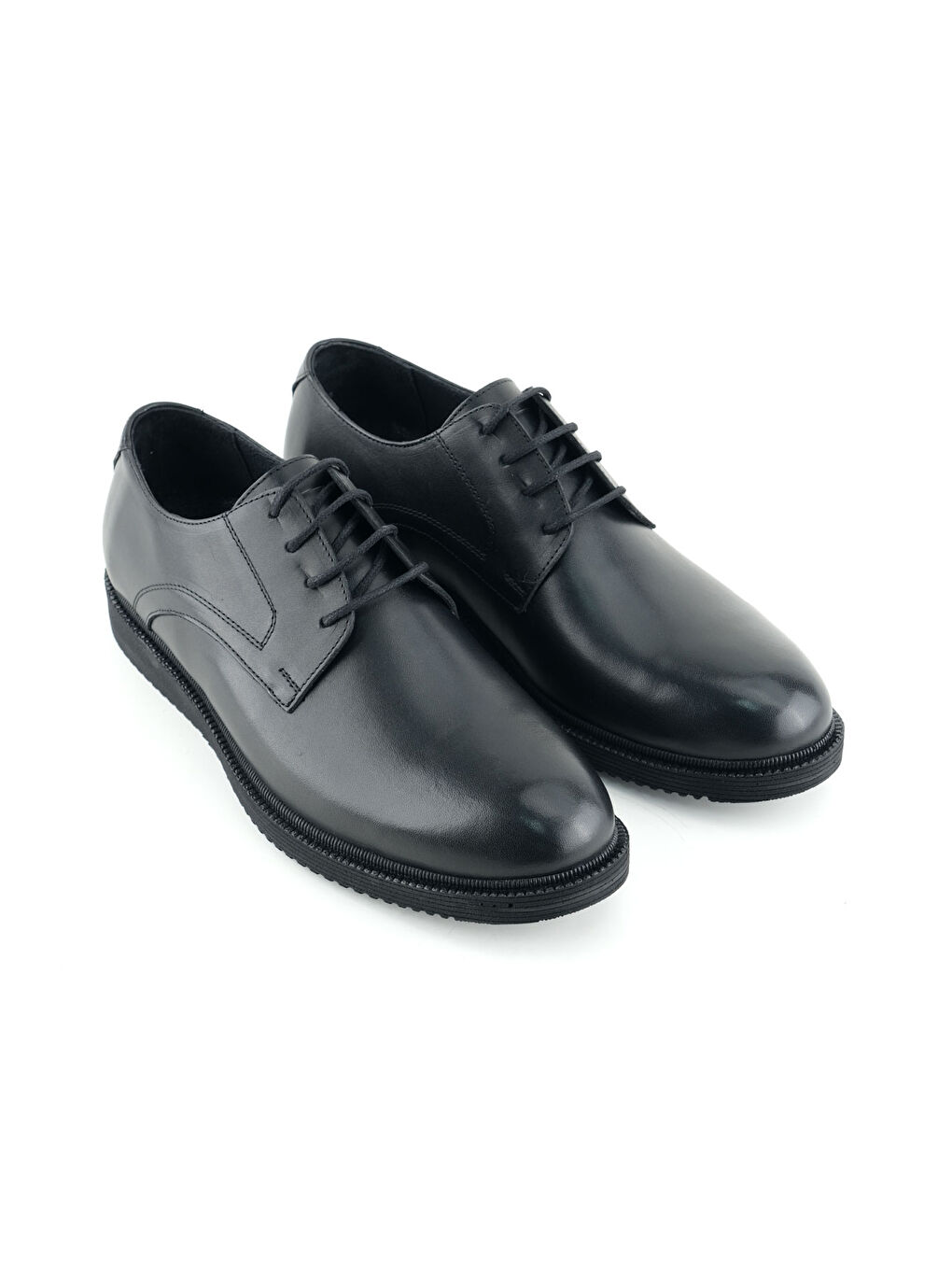 Siyah Erkek İç Dış Hakiki Deri Ortopedik Rahat Taban Bağcıklı Ayarlanabilir Günlük Klasik Ayakkabı-2