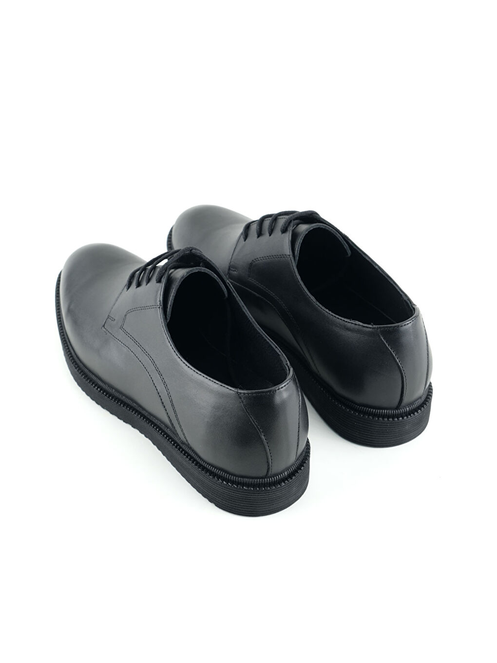 Siyah Erkek İç Dış Hakiki Deri Ortopedik Rahat Taban Bağcıklı Ayarlanabilir Günlük Klasik Ayakkabı-3