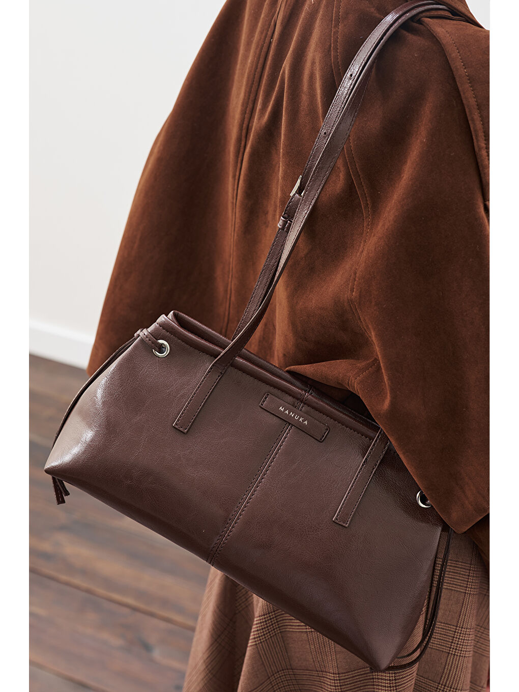 Şerit Detaylı Çanta Kahverengi-2