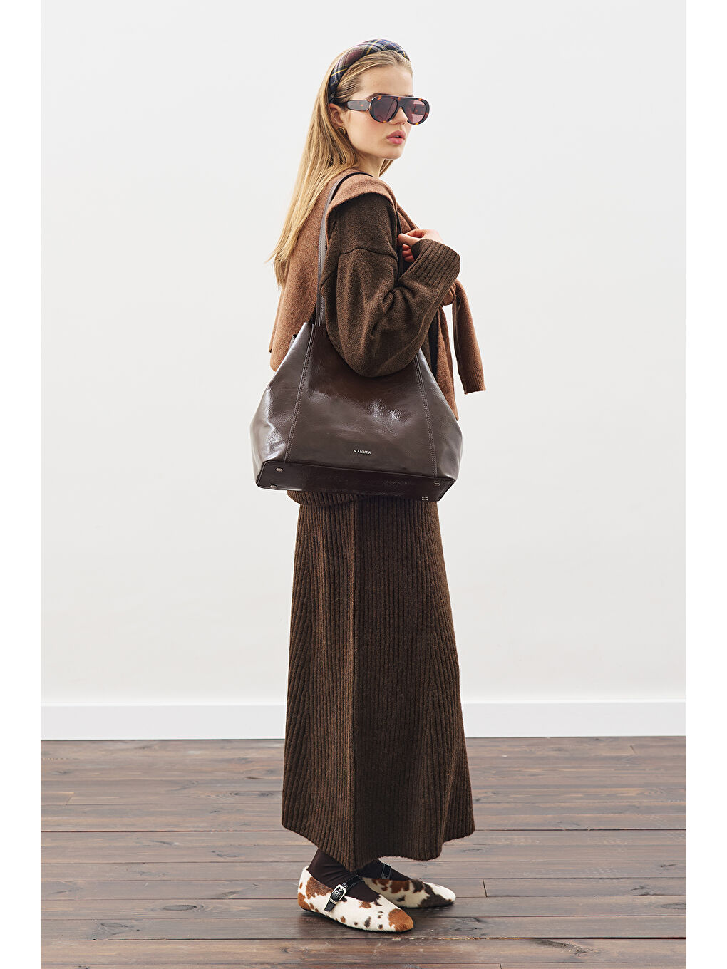 Square Tote Çanta Kahverengi-2