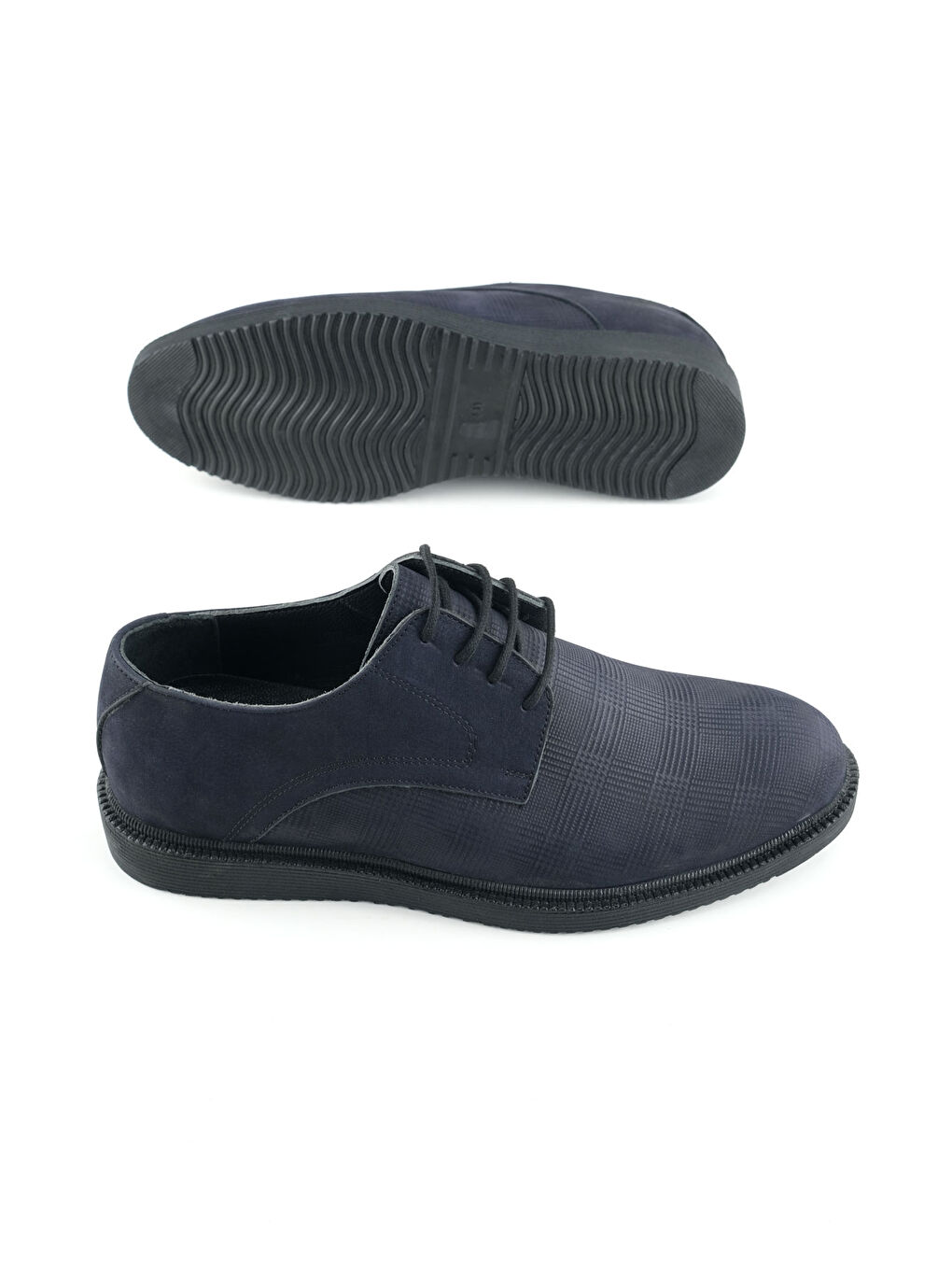 Lacivert Erkek İç Dış Hakiki Deri Ortopedik Rahat Taban Bağcıklı Ayarlanabilir Günlük Klasik Ayakkabı-4
