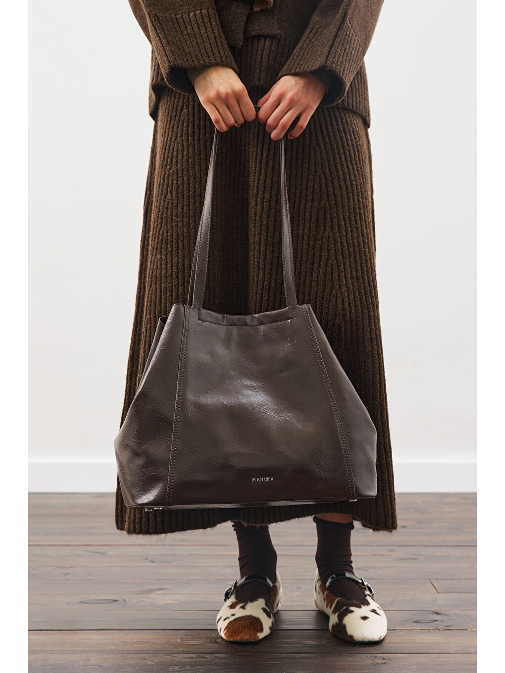 Square Tote Çanta Kahverengi-3