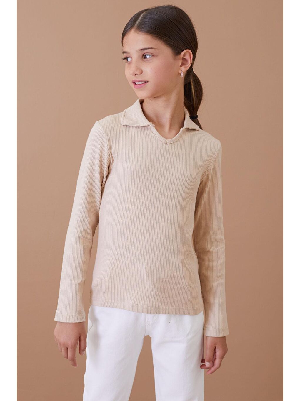 İcan Kids Krem Fitilli Yakalı Kız Çocuk Sweatshirt  18880