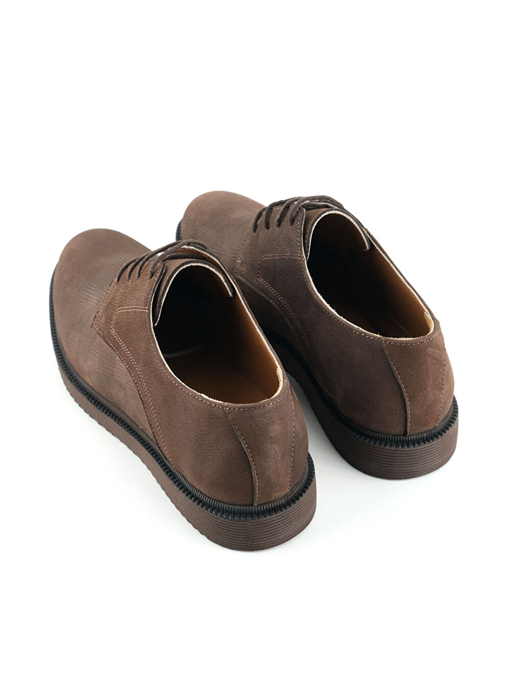 Kahverengi Erkek İç Dış Hakiki Deri Ortopedik Rahat Taban Bağcıklı Ayarlanabilir Günlük Klasik Ayakkabı-3