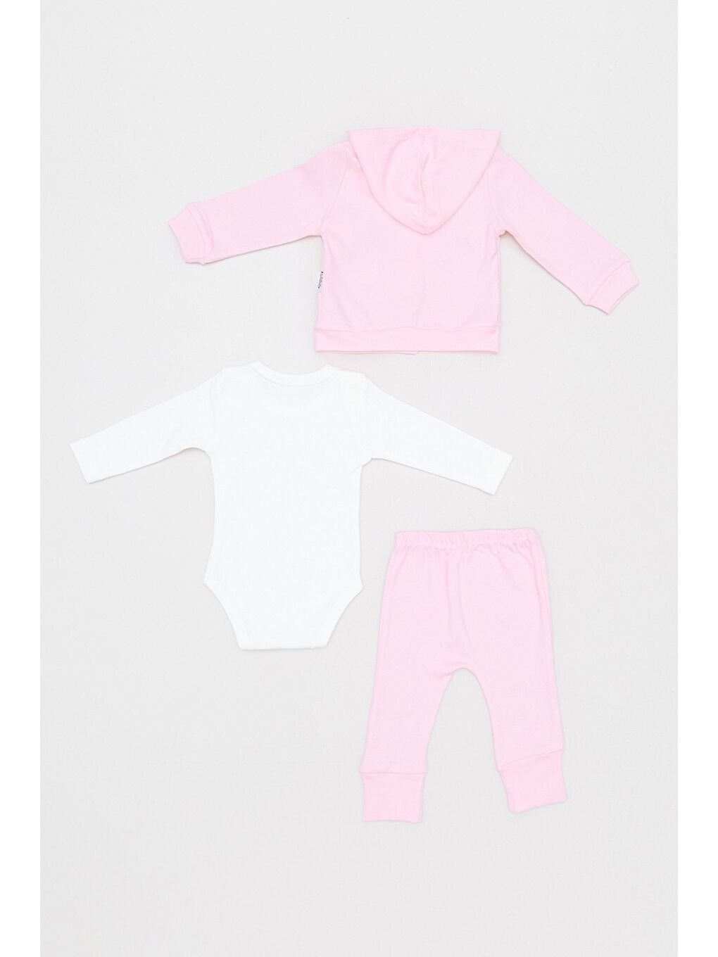 Pembe %100 Pamuk Çiçek Nakışlı 3 Lü Kız Çocuk Takım-1