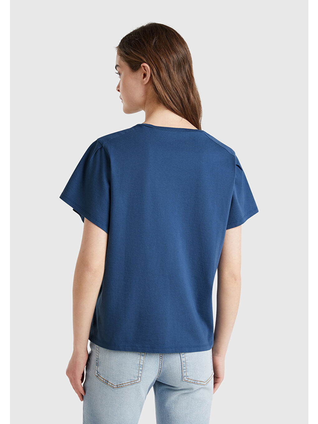 Mavi Kadın Denim %100 Pamuk Önü Yazı Baskılı Relax Fit T-Shirt-1