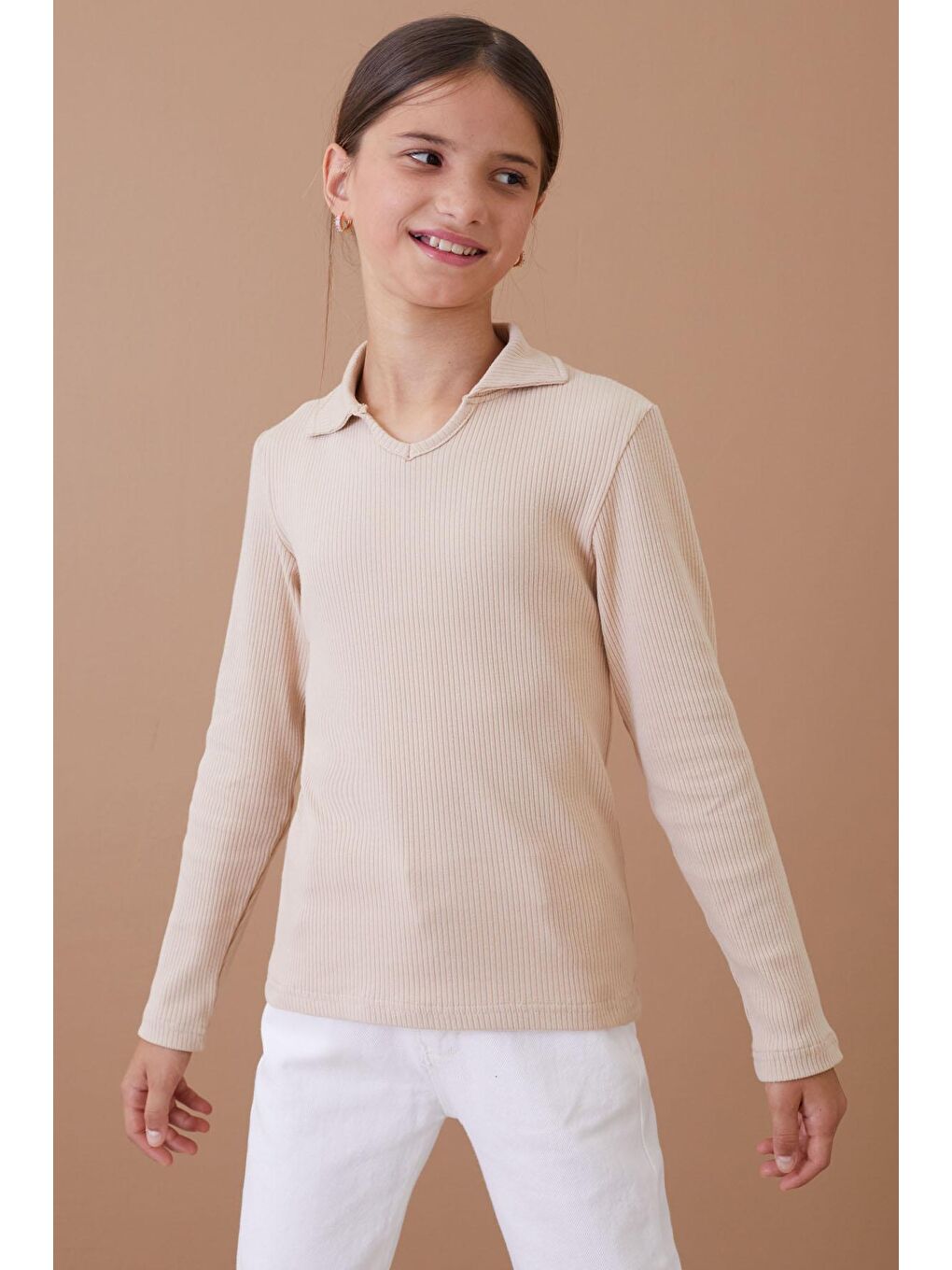 İcan Kids Krem Fitilli Yakalı Kız Çocuk Sweatshirt  18880 - 1