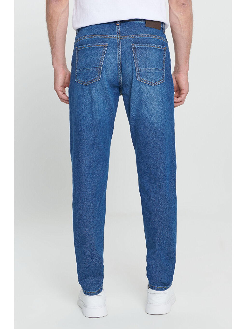 Erkek Mavi Comfort Fit Geniş Kesim %100 Pamuk Denim Jean Pantolon-5