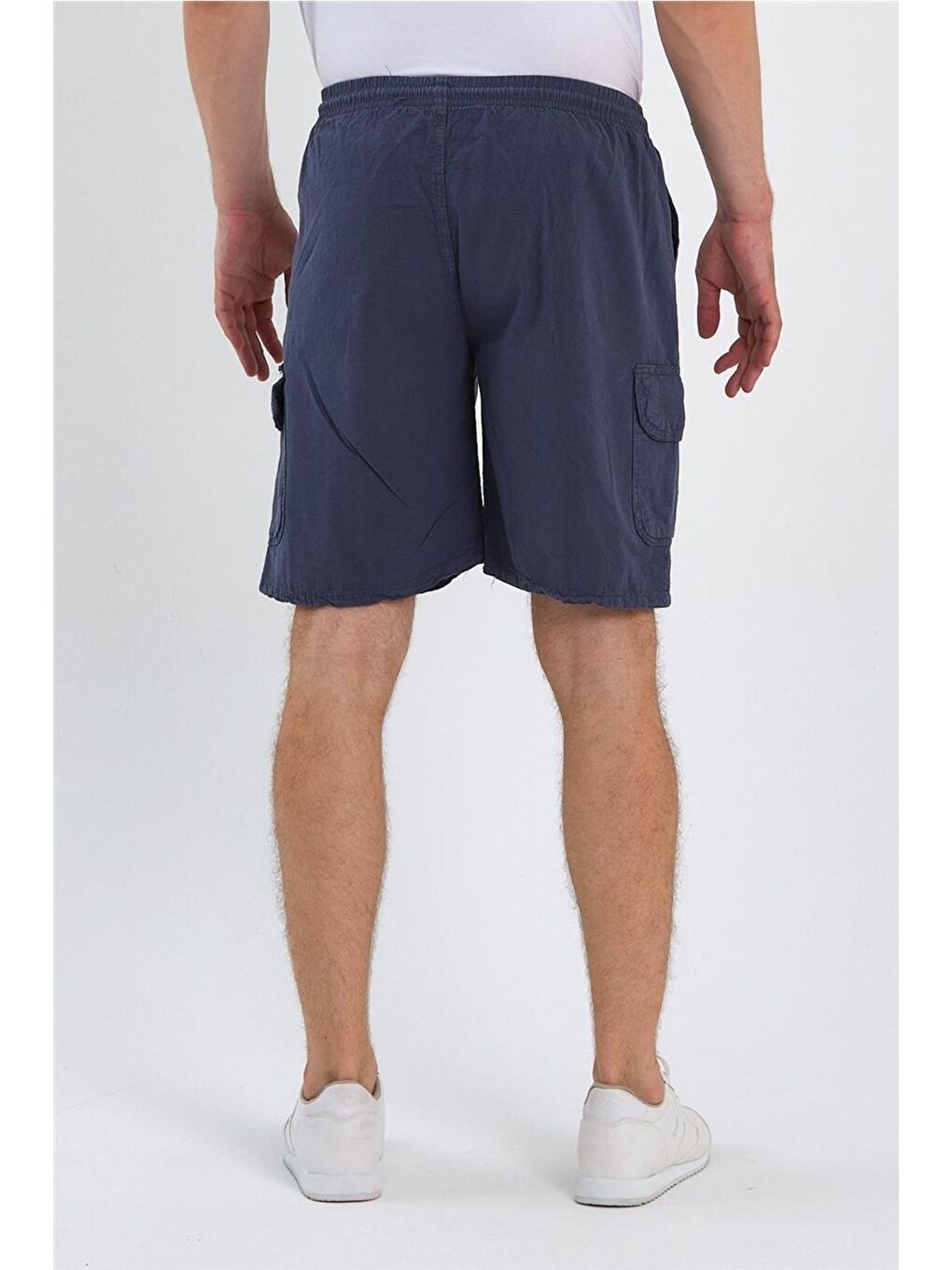 Gri Erkek Füme Kargo Cepli Regular Bağcıklı Keten Şort crepesrt01r03s-1