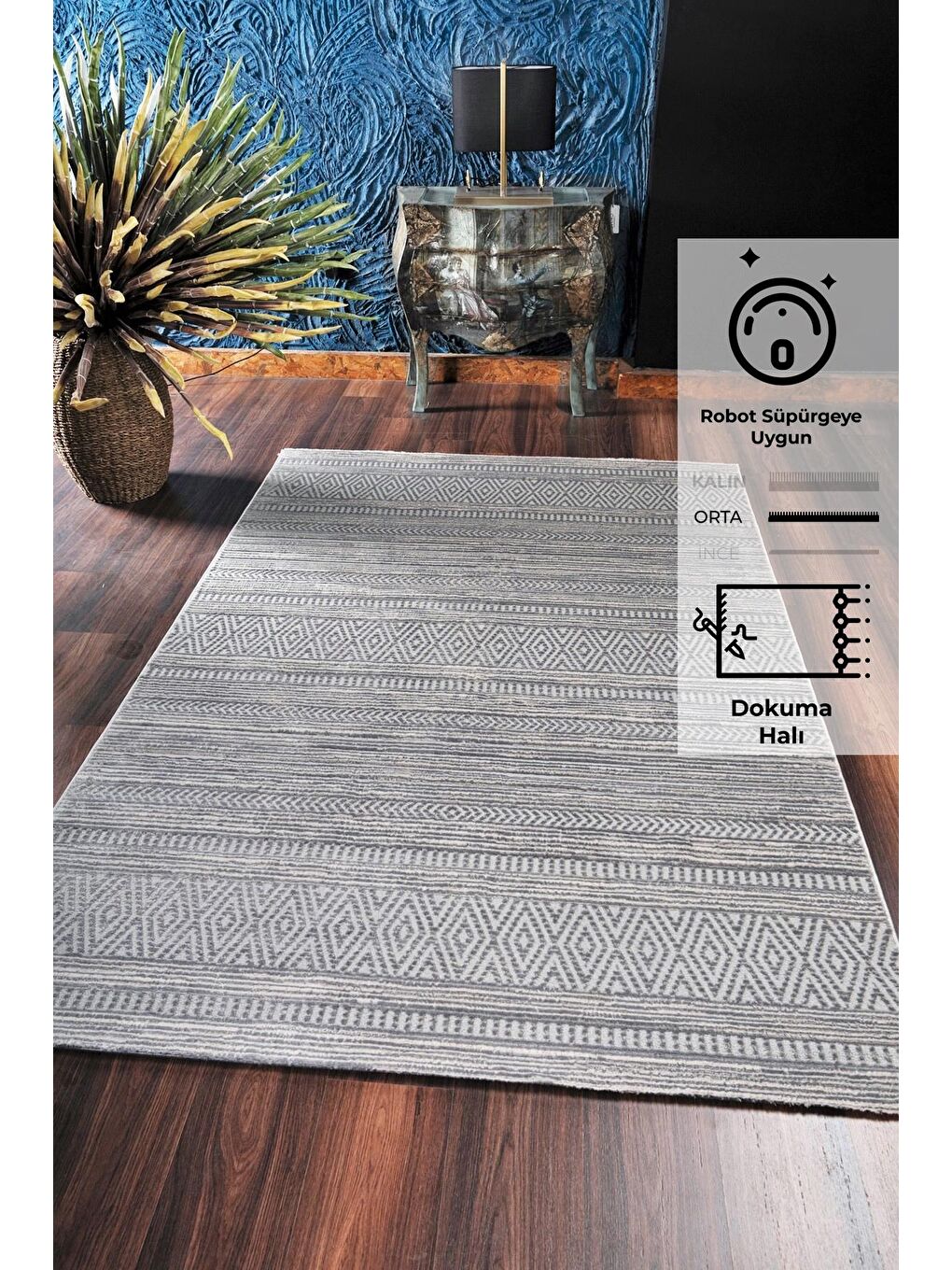 Gri Motto 4480 Modern Dokuma Halı-120x180